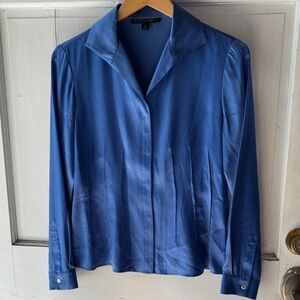 Lafayette 148 New York Royal Blue Satin Shirt Jacket